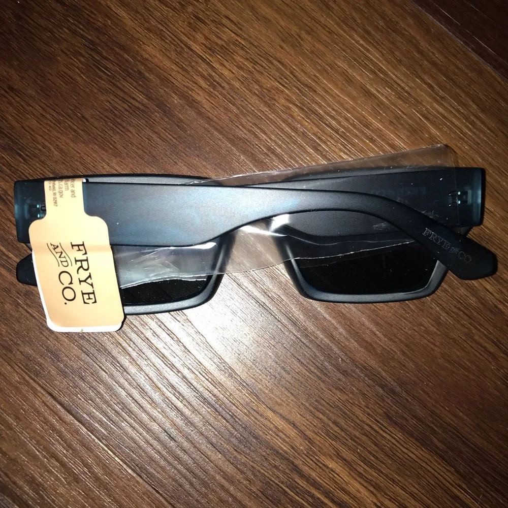 Frye & Co Translucent Blue Retro Style Slim Rectangle Sunglasses NEW